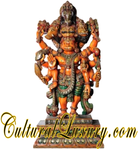 Jai Panchamukha Hanuman God Statue 52" India Temple - Bhagawan Panchamukha Hanuman - South Indian Temple (500x500), Png Download