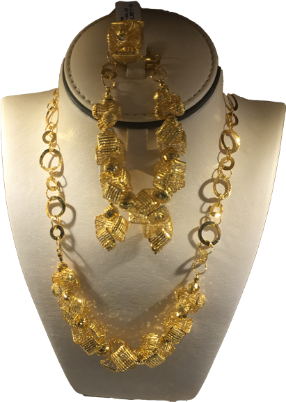 Bridal Gold Necklace Set - Necklace (600x600), Png Download
