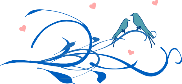 Clipart Love Blue - Blue Love Birds Png (600x277), Png Download
