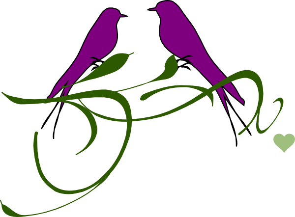 Love Birds In Purple Digital Clip Art - Love Birds Clipart Png (600x442), Png Download