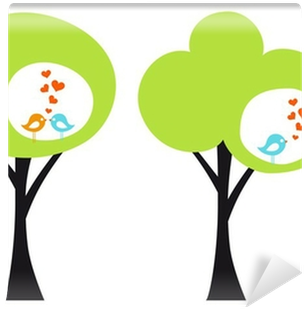 Green Tree With Love Birds, Vector Wall Mural • Pixers® - Vector Graphics (400x400), Png Download