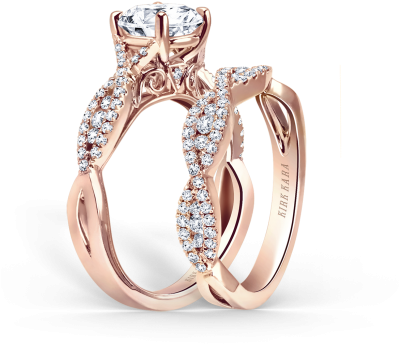Pirouetta 18k Rose Gold Ladies Wedding Band - 1.75 Ct Round Diamond Split Shank Engagement Ring 14k (600x450), Png Download