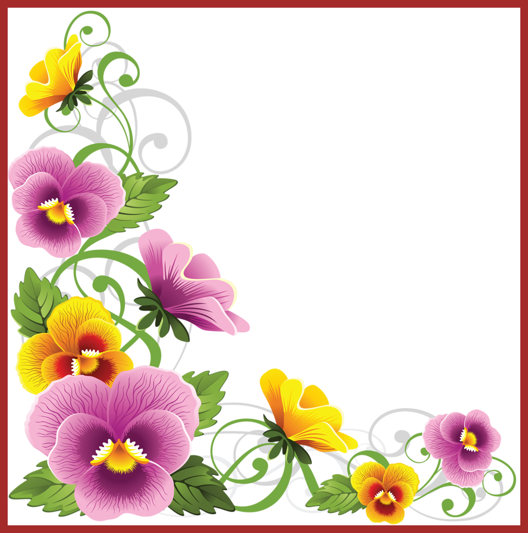Garland Clipart Sunflower - Flower Corner Border Png (1045x1054), Png Download