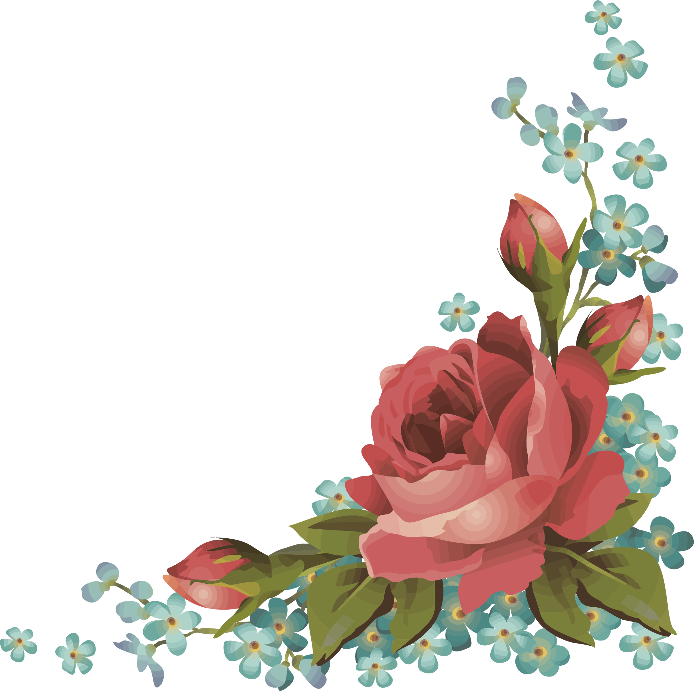 Frames Frame Borders Border Roses Rose Flowers Flower - Corner Floral Border Rose Transparent (1028x1024), Png Download