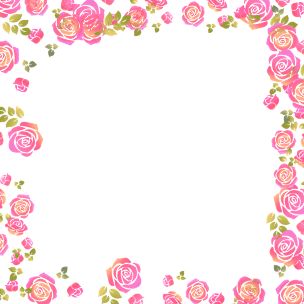 Roses Rose Border Flowers Flowers Pink - Picture Frame (1024x1024), Png Download