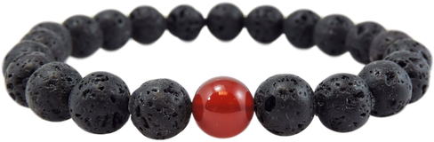 Calm Your Mind Lava And Carnelian Wrist Mala Bracelet - Pulseras De Pepas Para Hombre (500x262), Png Download