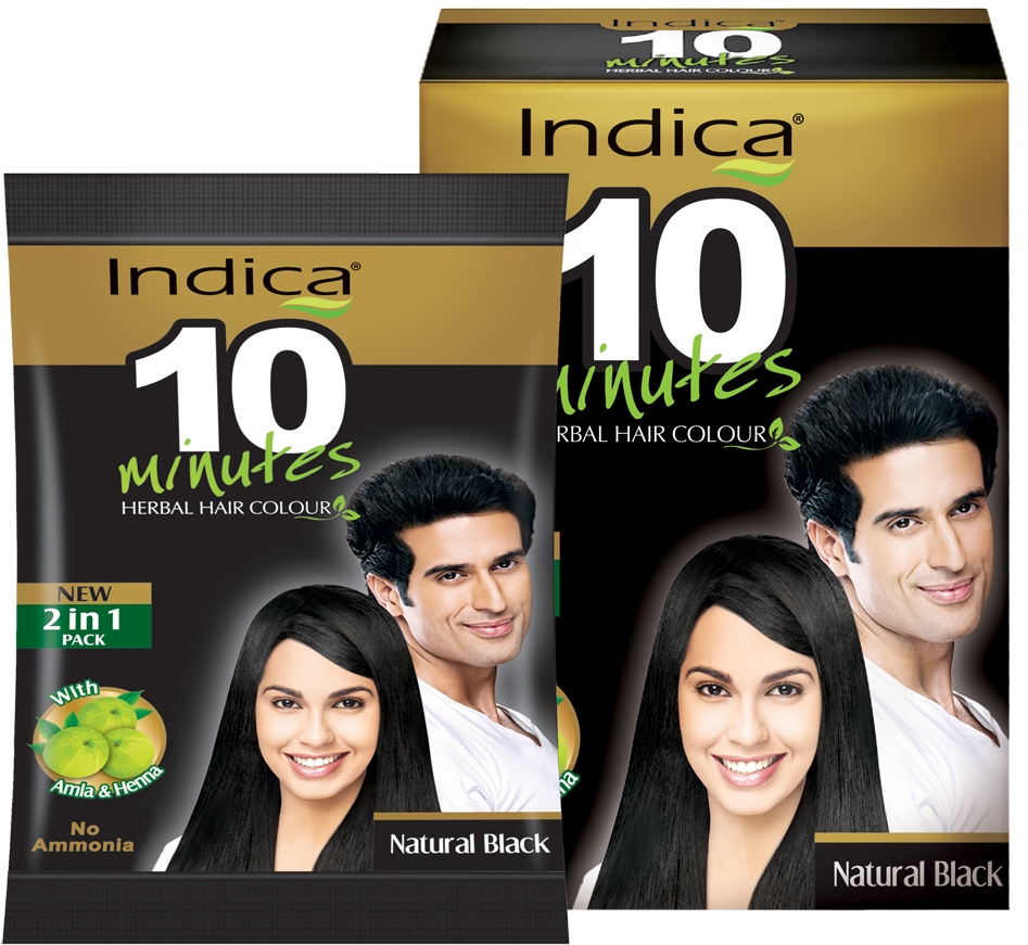 Indica 10 Minutes - Indica 10 Minutes Herbal Hair Color Natural Black 40g (1000x916), Png Download