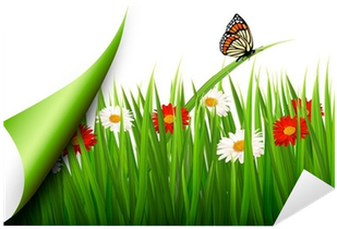 Spring Background With Flowers, Grass And A Butterfly - Spring (400x400), Png Download