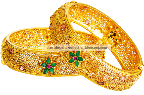 Check Out Gorgeous And Beautiful Gold Ruby Bangles - Jewellery Hd (572x410), Png Download