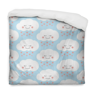Children Print With Clouds And Hearts Rain On Lilac - Cartoon (400x400), Png Download