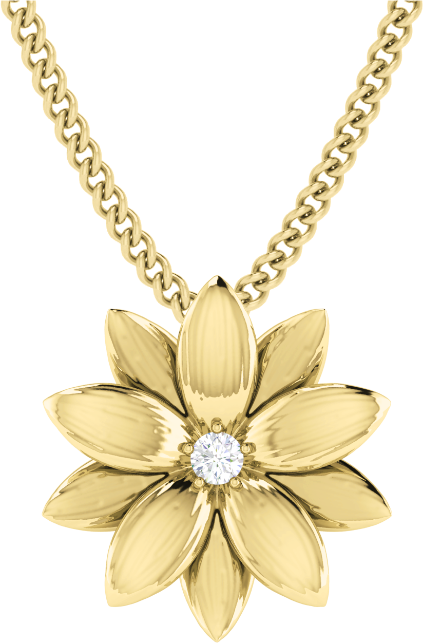 Lotus Flower Necklace Yellow Diamond - Gold Flower Pendants From India (1600x1600), Png Download