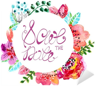 Watercolor Floral Frame For Wedding Invitation Sticker - Alpha Chi Omega (400x400), Png Download