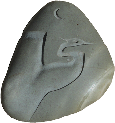 A Smooth Stone With The Image Of A Flying Crane Carved - Crane (399x436), Png Download