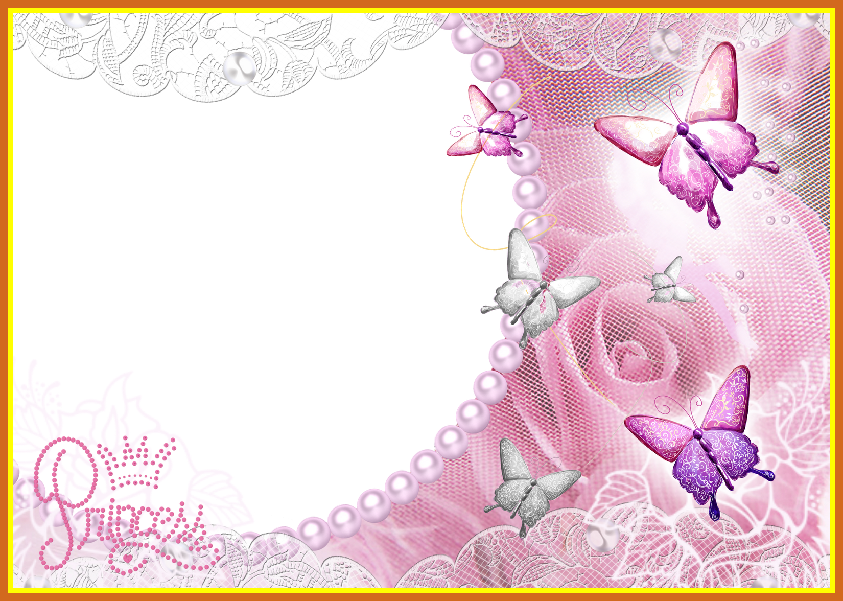 Fascinating Pink Transparent Frame With Butterflies - Fondos Para Invitacion De Xv Años (1650x1176), Png Download