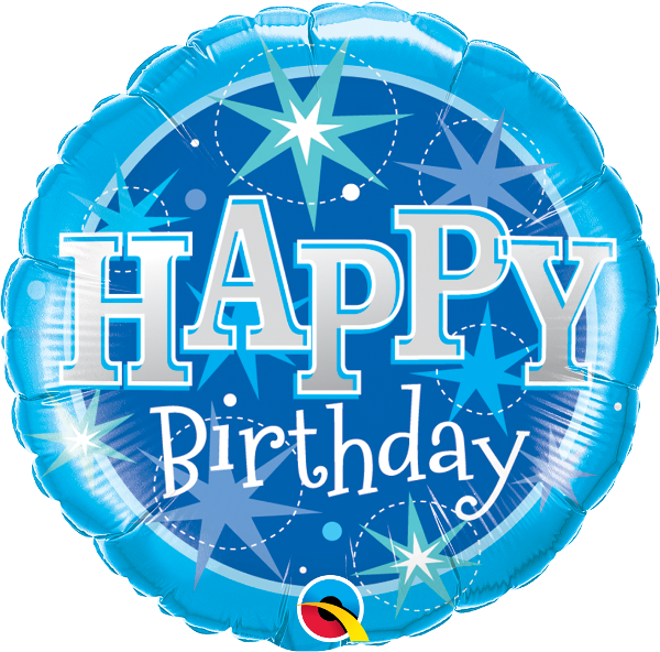 18″ Birthday Blue Sparkle Balloon - Blue Happy Birthday Balloons (600x592), Png Download