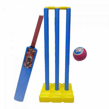 Pvc Cricket Kit With Pvc Bat, Pvc Stump & Tennis Ball, - Design (375x375), Png Download