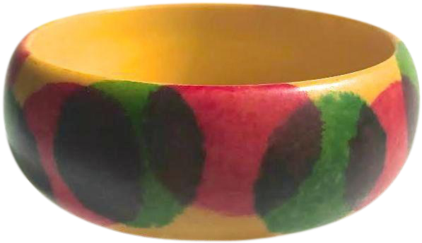 Bakelite Bangles Bracelet Sponge Painted Pink And Green - Bangle (596x596), Png Download