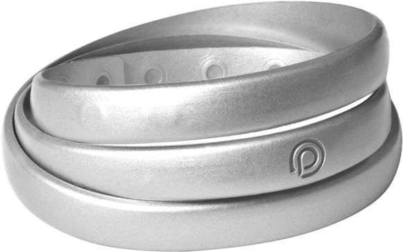 Silver, Triple Wrap, Silicone Bracelet W/ Magnet Clasp - Triple Wrap Bracelet (600x600), Png Download