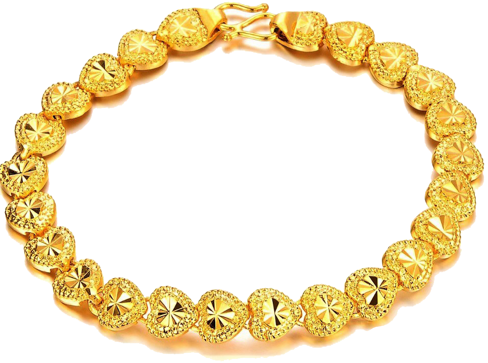 Download 24k Yellow Gold Bracelets Bangle Womens Linked Hearts Gold