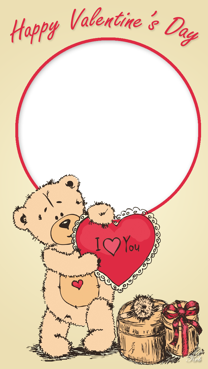 Valentine Frame With Teddy Bear - Love You Valentine Teddy Bear Note Cards (720x1280), Png Download