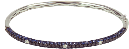 Black Diamond/sapphire Hinged Bracelet - Bracelet (576x384), Png Download