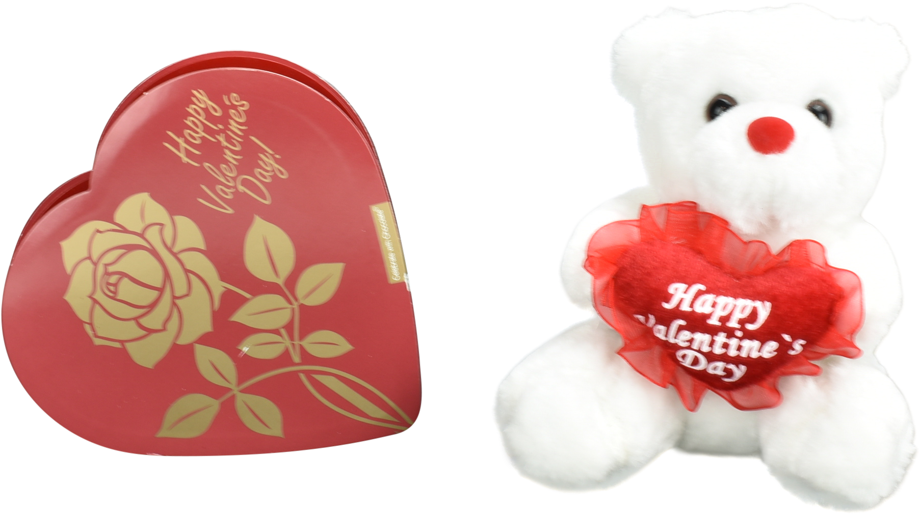 Happy Valentine's Day Small Bear And Heart Shaped Chocolate - Teddy Bear (2992x2000), Png Download