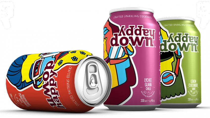 British Cocktail Startup Happydown Set To Enter Indian - Happydown Lemon, Cucumber, Mint Premixed Can 330ml (849x478), Png Download