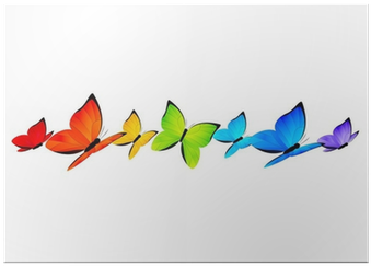 Rainbow Butterflies Border For Your Design Poster • - Vector Graphics (400x400), Png Download