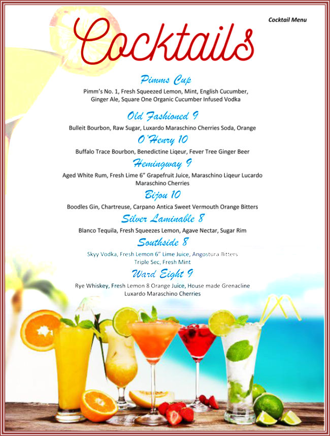 Cocktail Menu Template - Free Cocktail Menu Template (650x857), Png Download