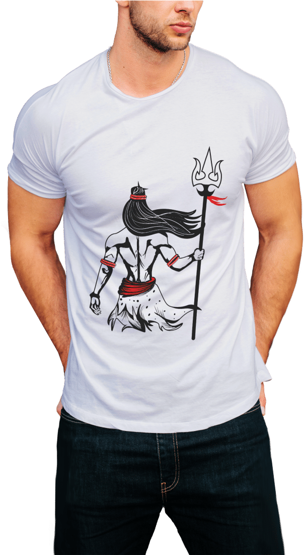 Shiva With A Trishul - Mahadev T Shirt (880x1100), Png Download