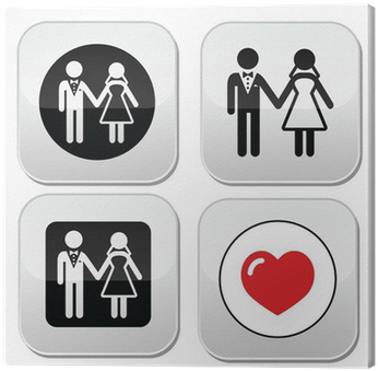 Wedding Married Couple White Icon Set On Black Canvas - Clothing Team Bride Under New Management (400x400), Png Download