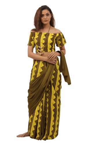 Triad Blouse , Triad Pants & Traid Saree - Sari (300x496), Png Download