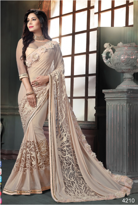 Charming Designer Silk Saree - Buy Embroidered Saree Georgette (700x700), Png Download