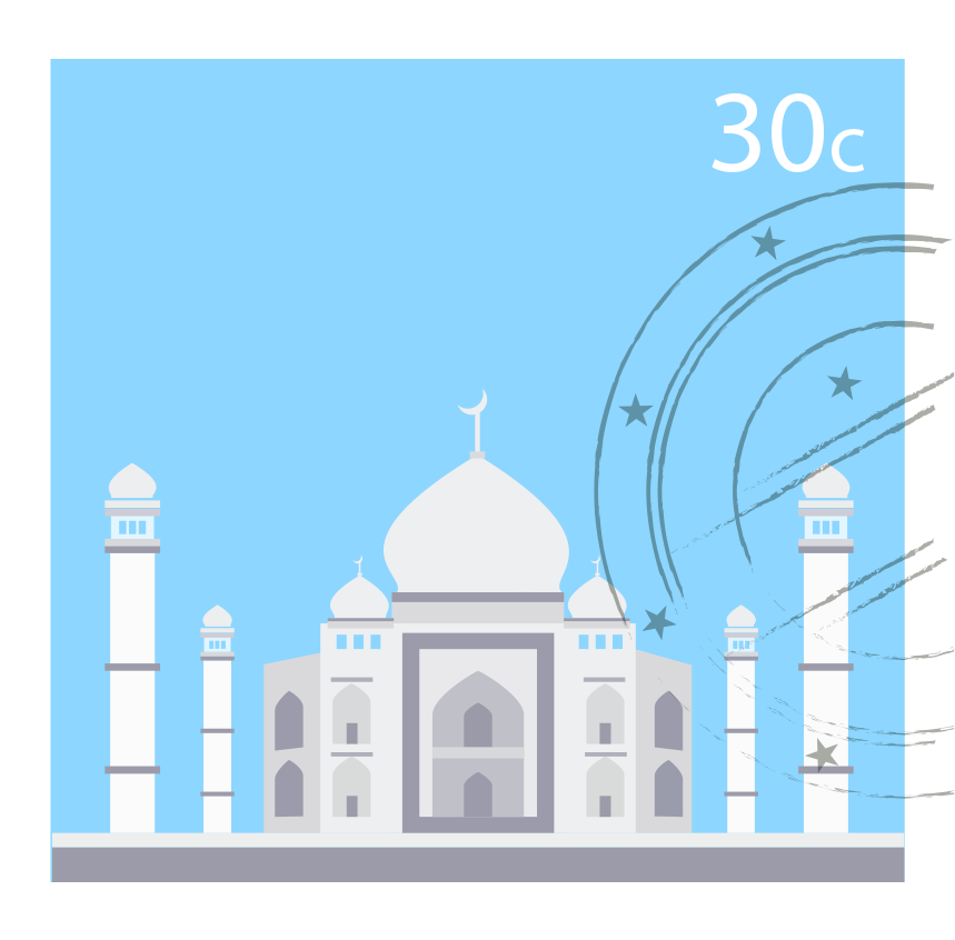 Png Royalty Free Taj Mahal Postage Stamp Transprent - Post Stamp Tajamahal (1600x1600), Png Download