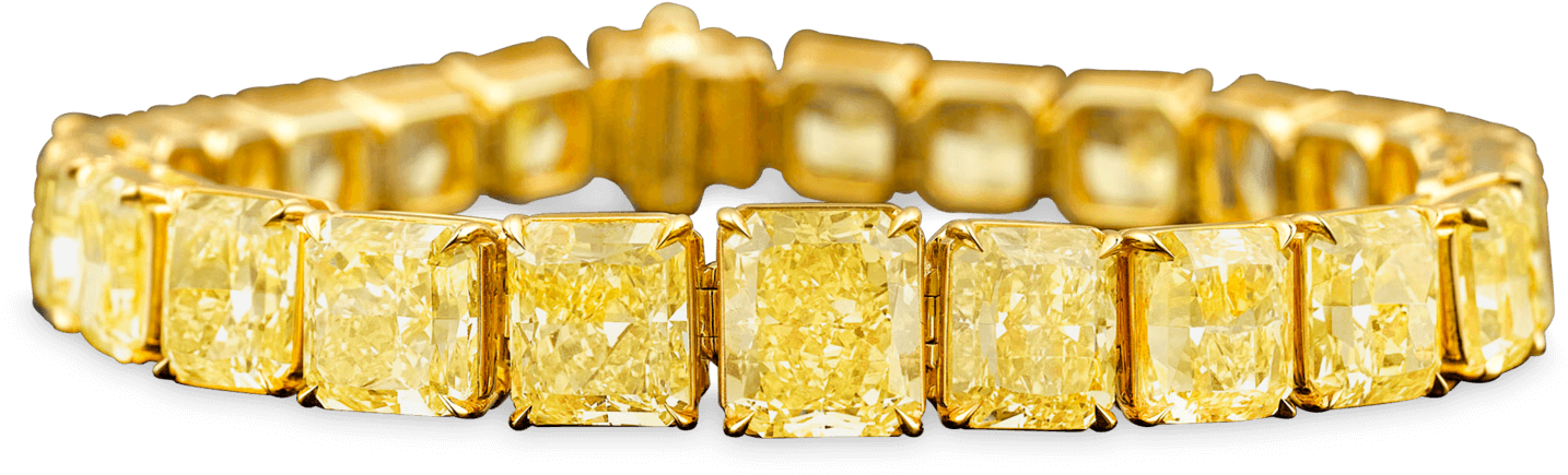 Natural Fancy Vivid Yellow Diamond Bracelet, - Bracelets Diamonds Fancy Yellow (650x650), Png Download