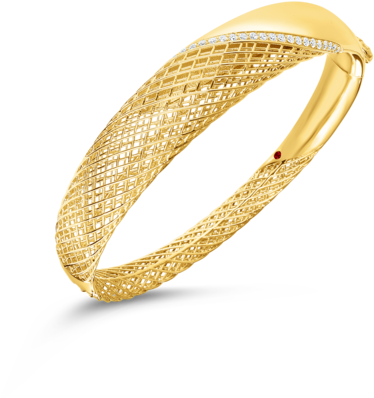 00 Soie 18k Yellow Gold Diamond Bangle - Diamond Bangle (480x480), Png Download