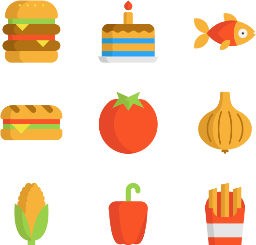 Nutrition Icons - Food Flat Vector Png (600x564), Png Download