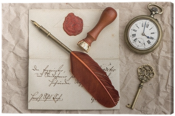 Old Letter, Antique Key And Clock, Vintage Ink Pen - Antique (400x400), Png Download
