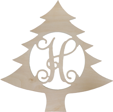 18 In Tree Wood Monogram Unfinished - Shop Wood Christmas Tree (600x568), Png Download