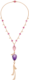 Festa 18 Kt Rose Gold Necklace Set With Coloured Gemstones - Necklace (440x343), Png Download
