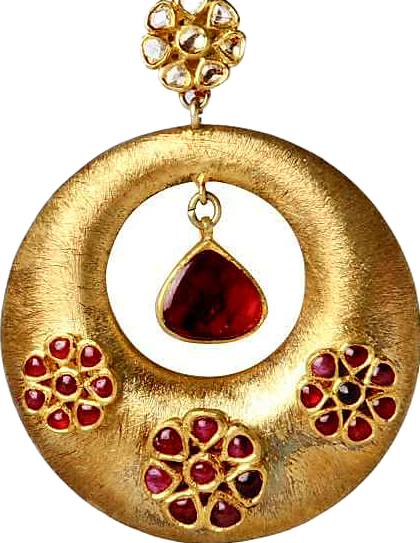 Gold Pendant Set - Gold (420x543), Png Download