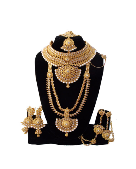 Bridal Gold Plated Pearl Set - Price (600x600), Png Download