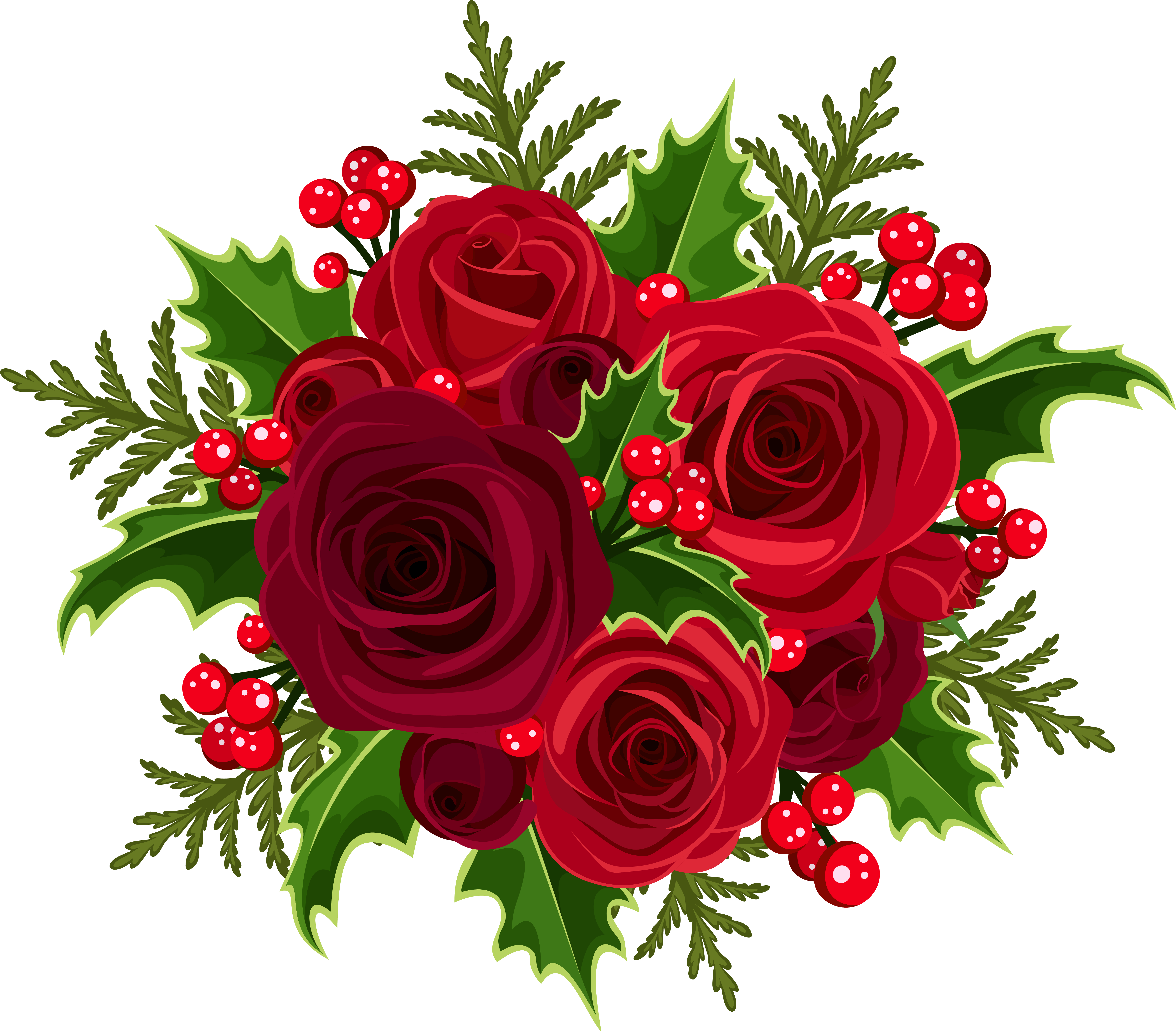 Download Christmas Rose Decoration Png Clip Art Image Red Flower Bouquet Clipart Full Size Png Image Pngkit