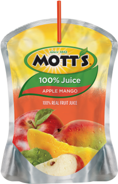 Mott's 100% Apple Mango Juice - Motts Apple Juice Pouch (250x500), Png Download