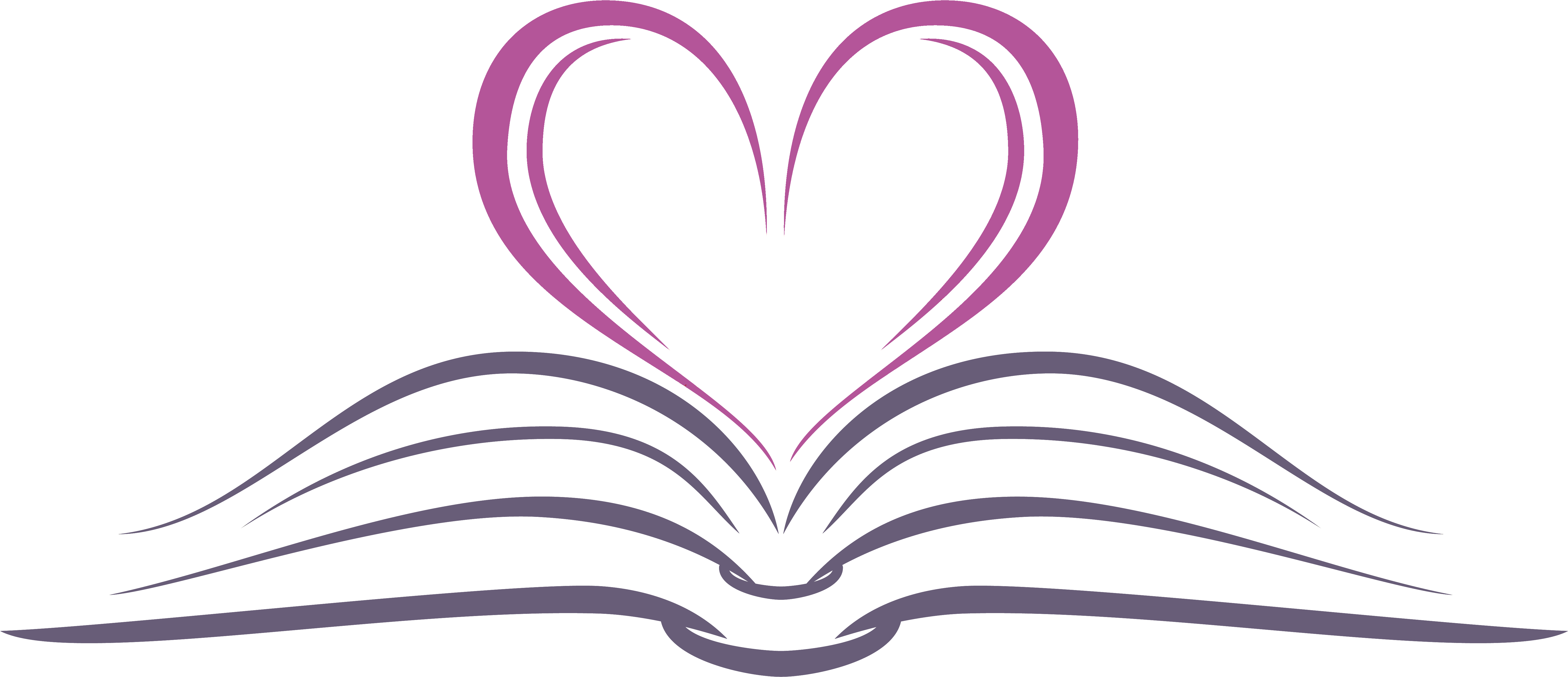 Open Book With Heart - Open Book Heart Transparent (6690x2764), Png Download