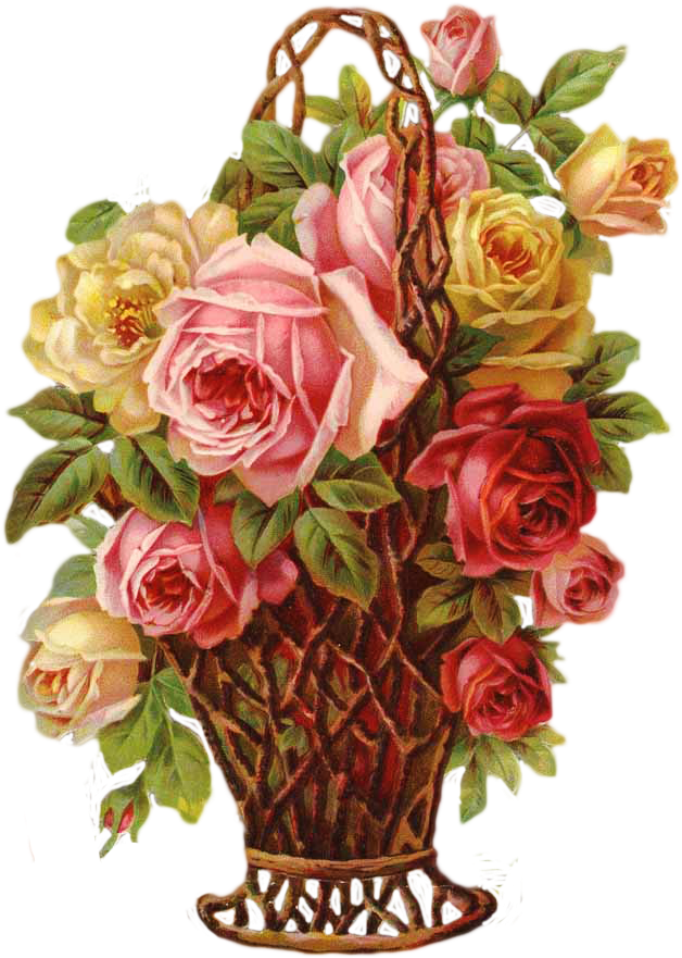 Pin By Marjatta Piironen On Victorian Scraps - Vintage Flower Basket Png (631x888), Png Download