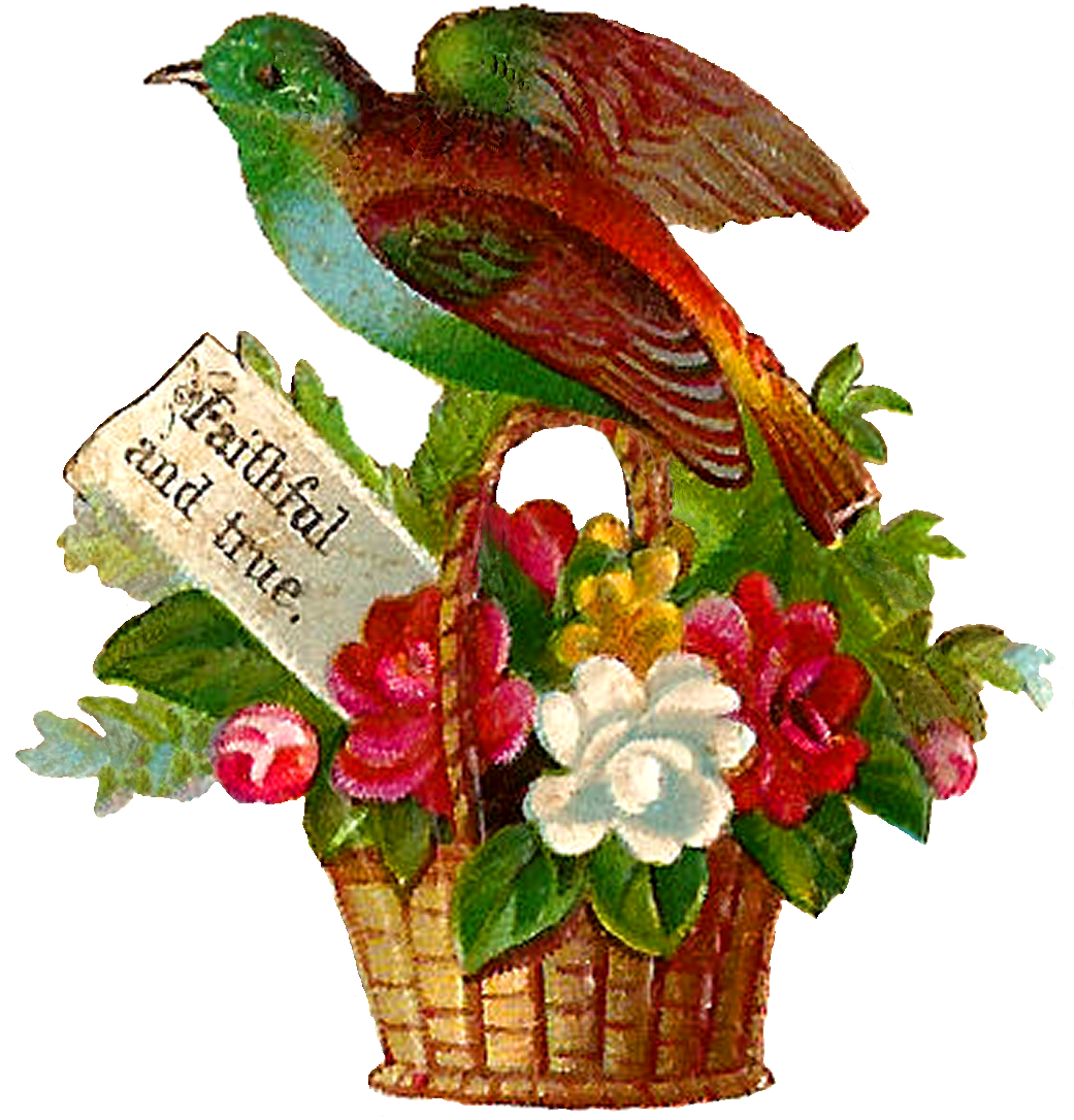 Each Little Bird Perched On The Flower Baskets Are - Illustration (1200x1304), Png Download
