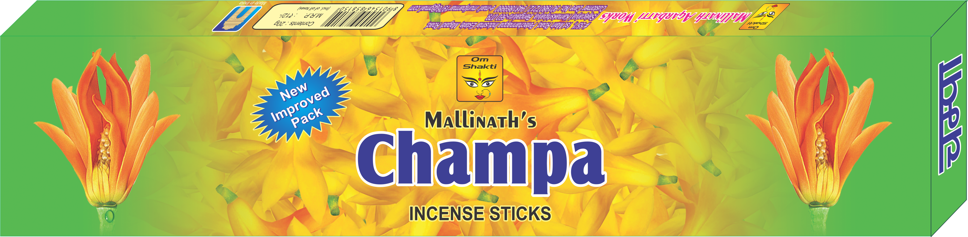 Mallinath Champa Fragrance Incense Sticks/agarbatti - Product (3190x784), Png Download