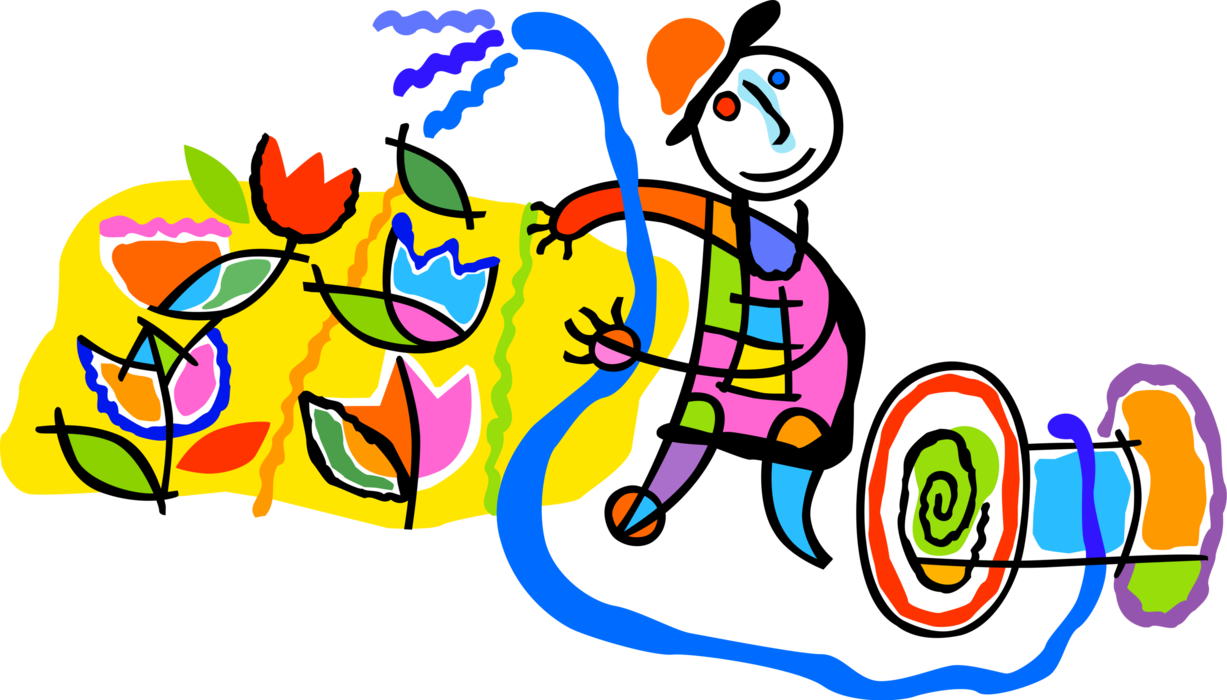 Vector Illustration Of Gardener Watering Garden Plants - Masters Garden Preschool Hillsborough Nc (1227x700), Png Download