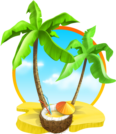 Coconut Tree Leaves Png Download - Coconut Tree Beach Png (500x500), Png Download